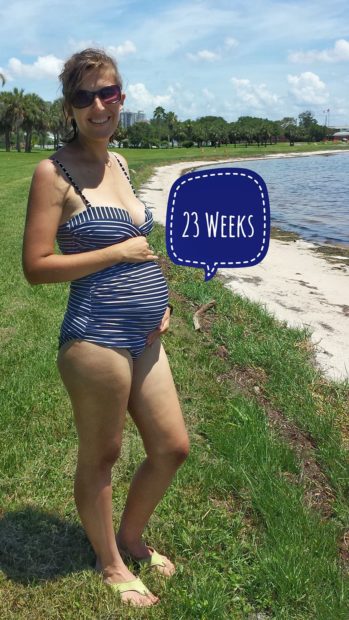 Sarah at 23 weeks pregnant with baby #2