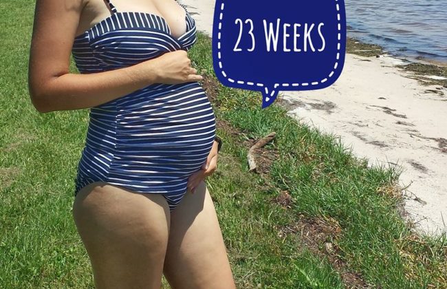 Sarah at 23 weeks pregnant with baby #2